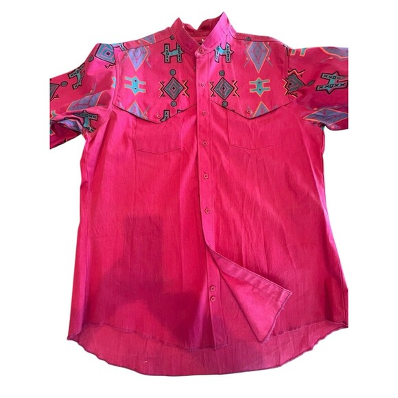 Wrangler Brushpopper Vintage Shirt Caped Band Collar Mens Sz 17 1/2-35 SZ XL - Picture 4 of 9